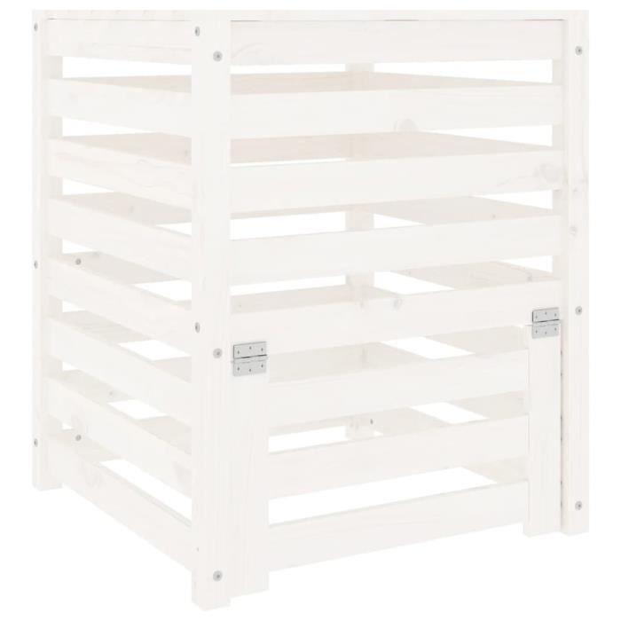 VidaXL Composteur Blanc 63,5x63,5x77,5 cm Bois massif de pin 823809