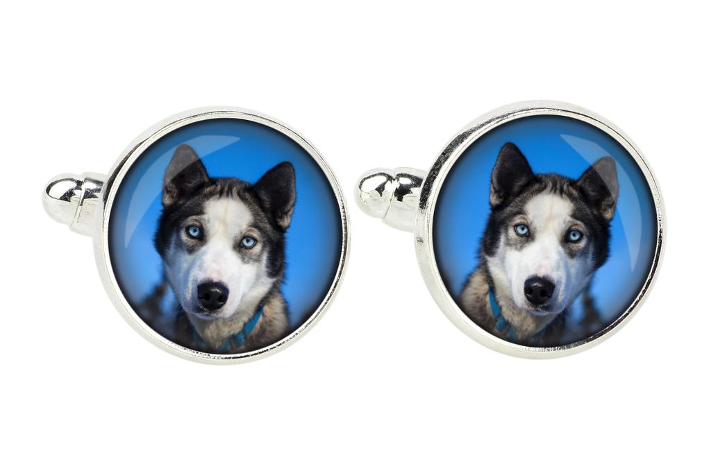 Siberian Husky, Chukcha - cufflinks and tie with your photo, a suit decoration, men's jewelry from the Art-Dog brand.