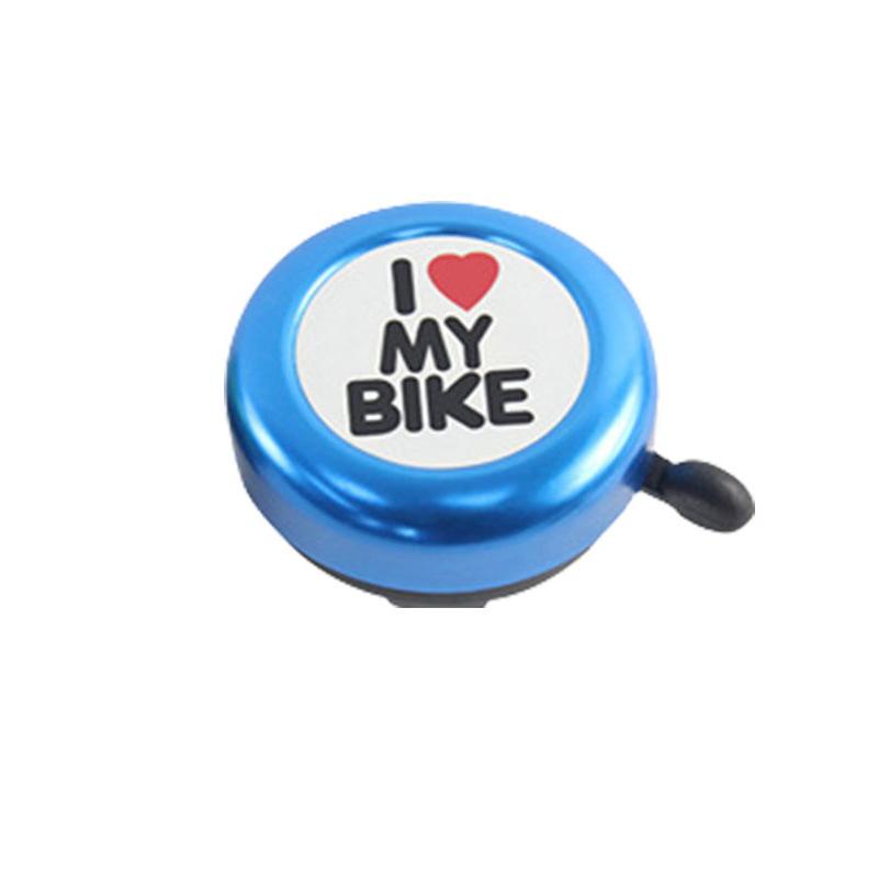 RTS Hot Sale Small Lovely Bicycle Bell I Love My Bike Logo Clear Volume Rich Color Safe Travel Bike Horn