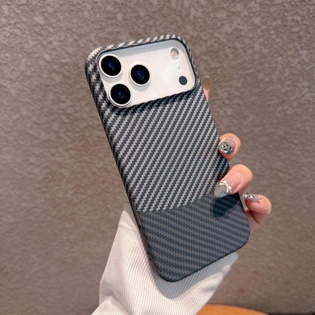 Ретро Жесткий Чехол с Узором из Углеродного Волокна и Кевлара Для iPhone 17 Air 16 15 14 Plus 13 12 Pro Max 11 Текстура Полосок Защитный Бампер