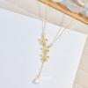 Flower Tassel Necklace Women'S Light Luxury Design Sense Simple And Fresh Versatile Micro-Inlaid Collarbone Chain Accessories