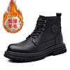 2025 New High-top Thick-soled Men's Boots British Style Trend Martin Boots Men's Warm and Velvet Tooling Boots