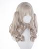 Light gray Roman curl loli hair clip twin ponytail full head wig