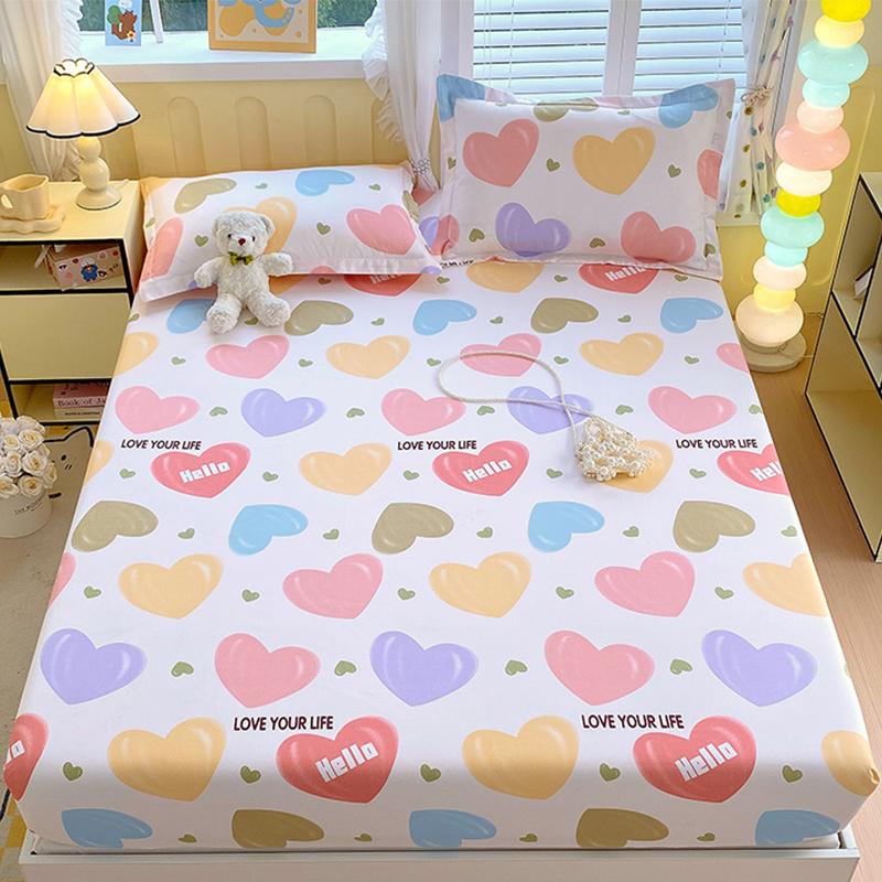 Простыня на резинке с принтом листьев, приятная к коже и дышащая, для односпальной/двуспальной кровати, мягкое постельное белье (без наволочки)