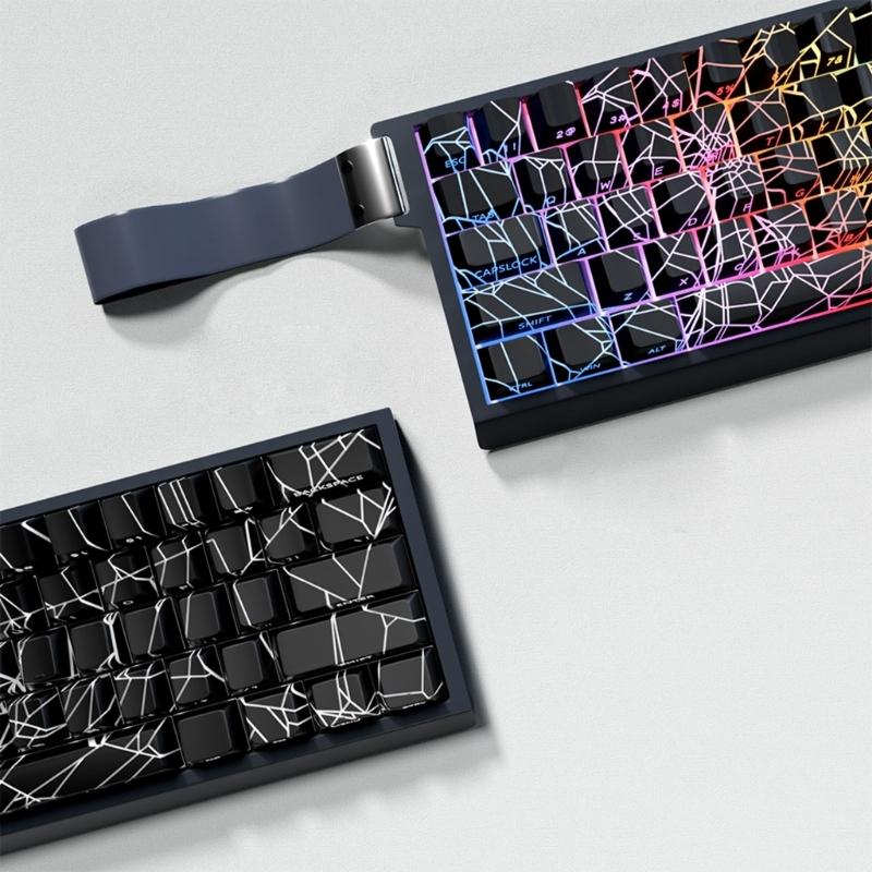 Полупрозрачные кейкапы 64/74 клавиши с боковой печатью «Паутина», просвечивающие при подсветке, для клавиатур 60 61 63 64 65 67 68