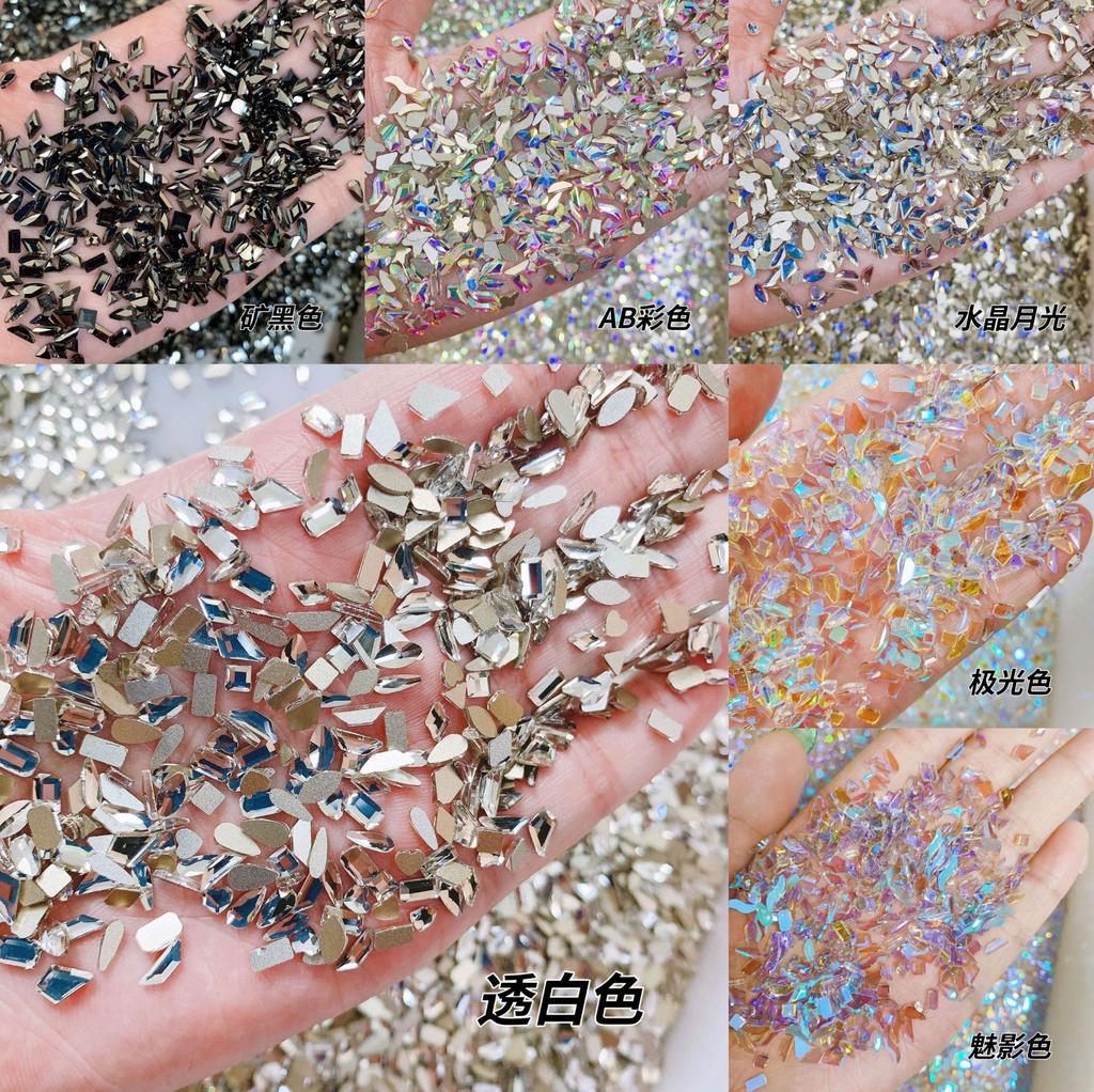 Yiwu Nail Art Diamond Mixed Mini Small Nail Art Flat Bottom Special-Shaped Diamond Mixed K9 Champagne Nail Art Jewelry