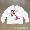 Mens Streetwear Long Sleeve T-Shirt Vintage Graffiti Print Loose Fit Teens