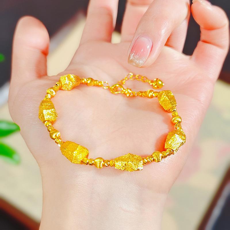 Broken Gold Ball Striped Bracelet, New Chinese Retro Guochao Bracelet, Light Luxury and Versatile Temperament Jewelry