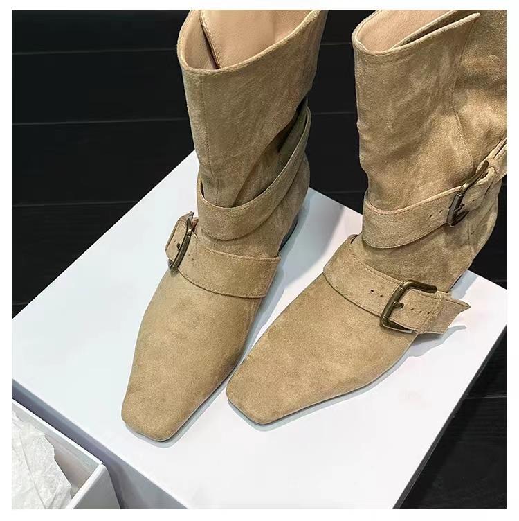 Модные заостренные носки, массивные женские ботильоны из замши, модная дизайнерская обувь для ходьбы, женская зимняя тенденция 2025 года, элегантное платье Mujer Zapatos