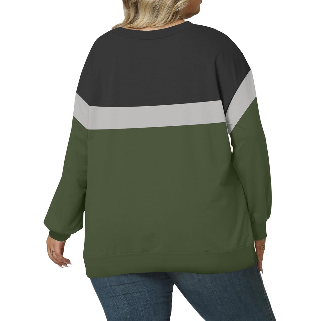 Plus Size Sweatshirt For  Women Oversized Crewneck Long Sleeve Pullover Tops