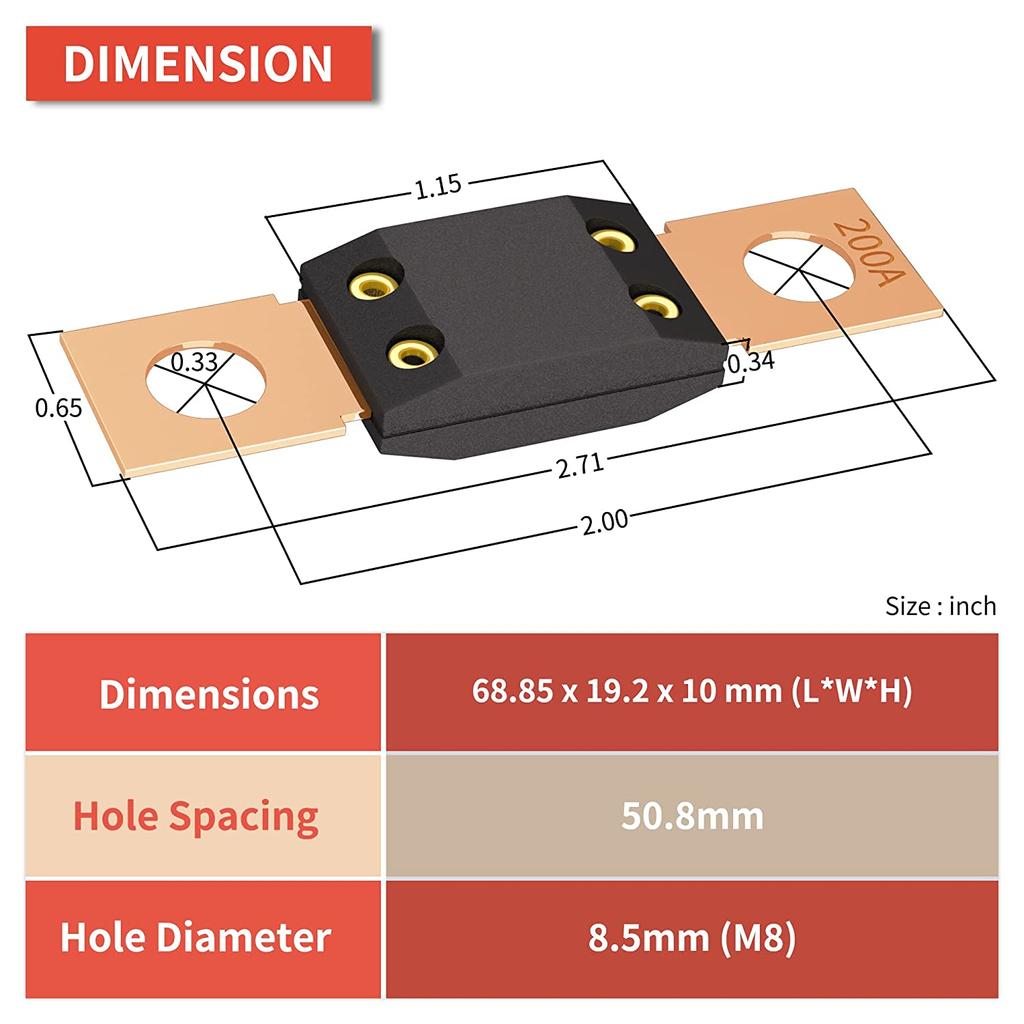 Предохранитель 30A-300A32V Модернизированный автомобильный предохранитель Болтового типа Предохранитель Большая плоская вилка с круглым отверстием