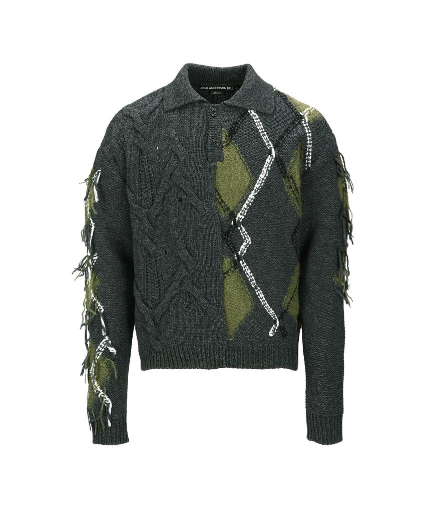 ADSB ANDERSSON BELL Argyle Fisherman Polo Sweater Atb1346M(Charcoal)