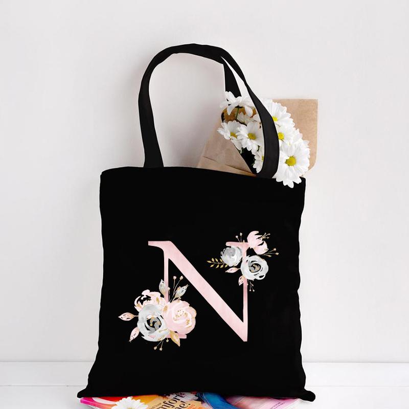 Холщовая большая сумка с цветочным узором с буквами, шопинг, путешествия, женские эко многоразовые сумки через плечо