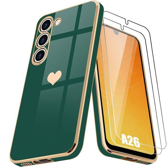 Coque de protection - BOOLING - pour Samsung Galaxy A26 5G - Souple TPU - Motif Cœur - 2 Verres Trempés