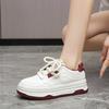 Маленькие белые туфли на толстой подошве женские весенние новые простые в кампусном стиле увеличивающие рост туфли с круглым носком студенческие на шнуровке низкие кеды