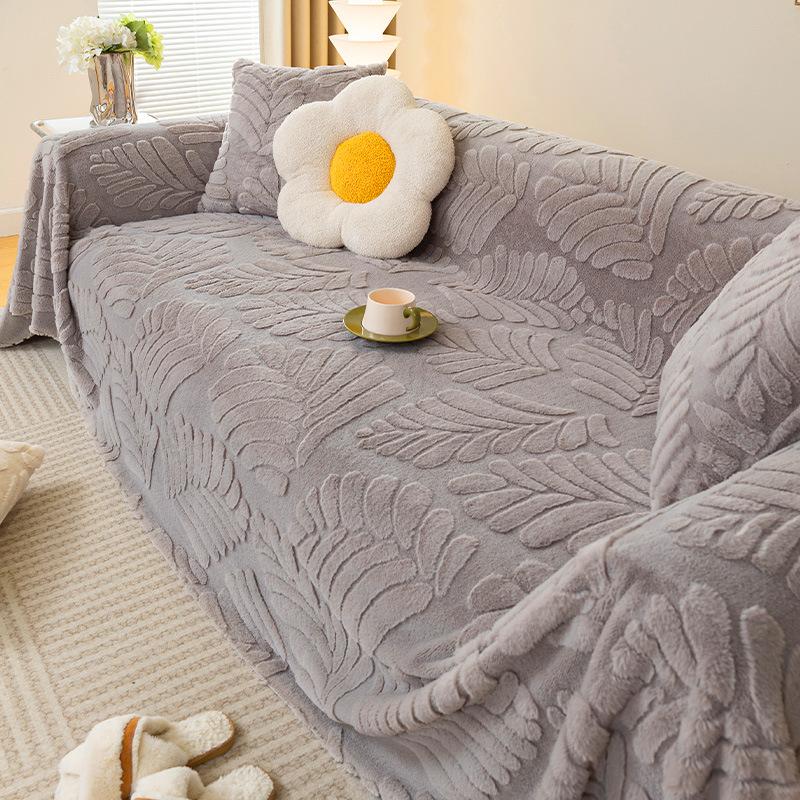Плюшевый чехол для дивана с кроликом, утолщенное теплое полное одеяло, теплая бархатная подушка для дивана, нескользящий чехол для дивана