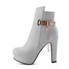 Fashion Fashion Ankle Boots For Women High Heels Buckle Short Boot Platform Black White Pu Leather Party Dance Shoes Ladies Large Size