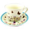 [A0778] - Multicolored Beige 'Romantic Butterflies' Porcelain Cup and Saucer - Cup 85x105 Mm