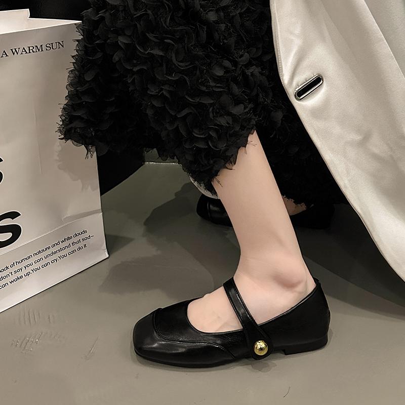 2024 Высококачественная женская обувь Mary Janes, женские туфли на плоской подошве, модные повседневные туфли на плоской подошве с квадратным носком и низким каблуком, женская обувь для отдыха на открытом воздухе