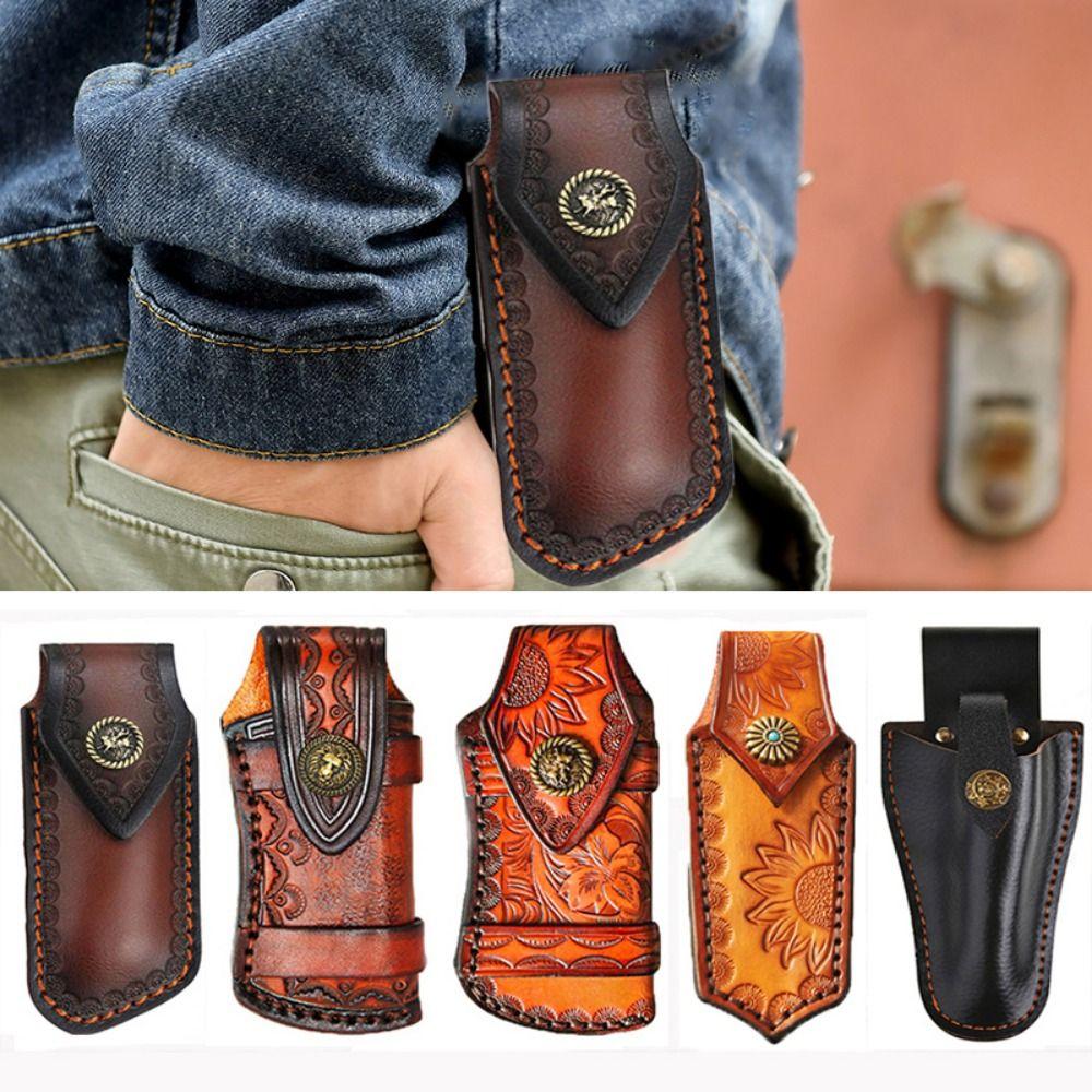 Кобура кожаный чехол-держатель фонарика чехол для переноски в лагере на открытом воздухе чехол с петлей для ремня складной нож инструмент