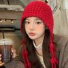 Атмосфера Западного Сычуаня, надетая дорожная шляпа, ощущение высокого класса, фетровая шляпа для фильма, женская красная вязаная холодная шапка для пастбищ Синьцзяна