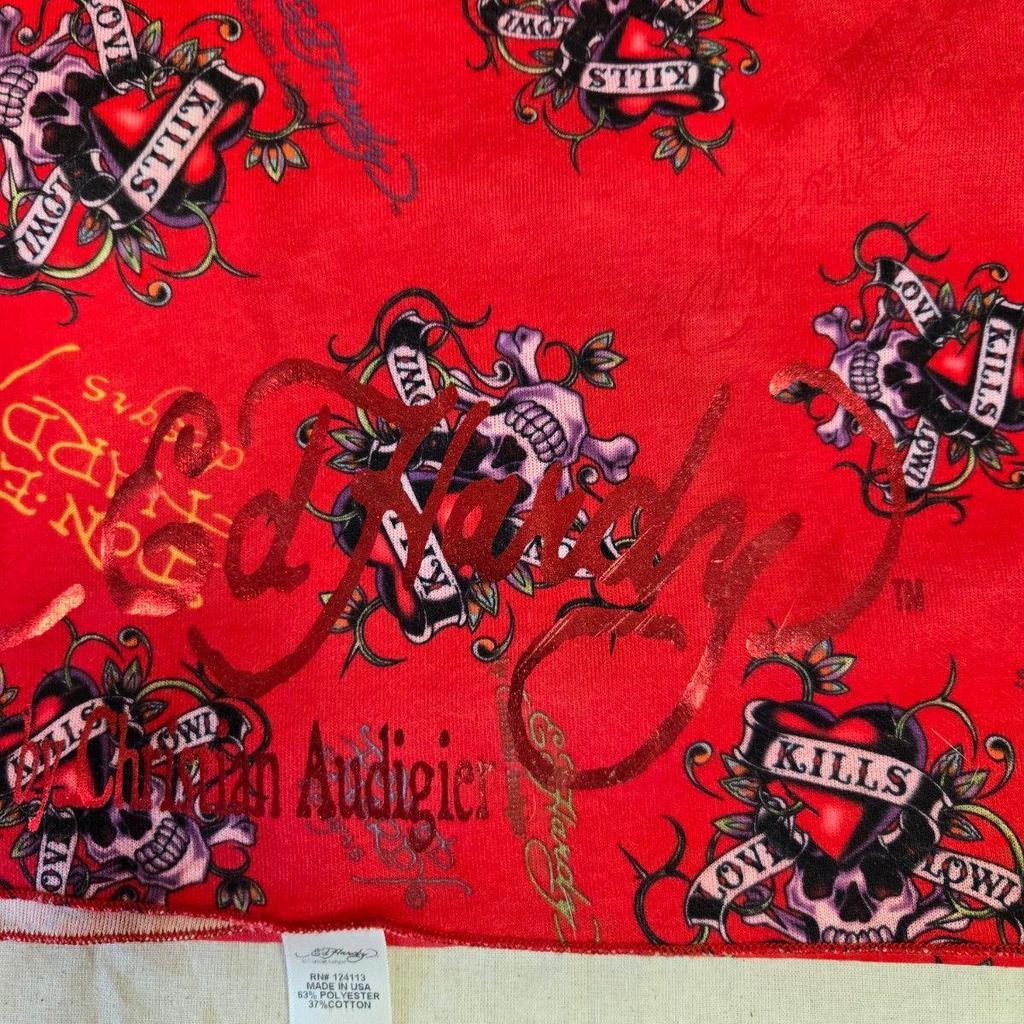 Б/у длинная шаль с узором черепа Ed Hardy