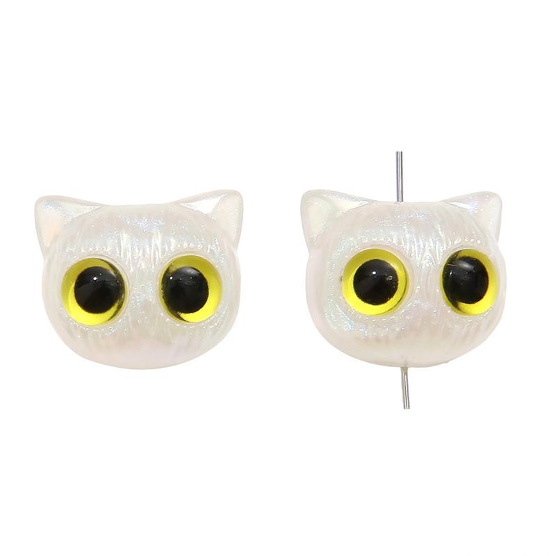 Handmade Beads Acrylic Cartoon Animal Cat Beads Small Waking Lion Straight Hole Beads Children's Handmade Diy Beading String Jewelry Accessories