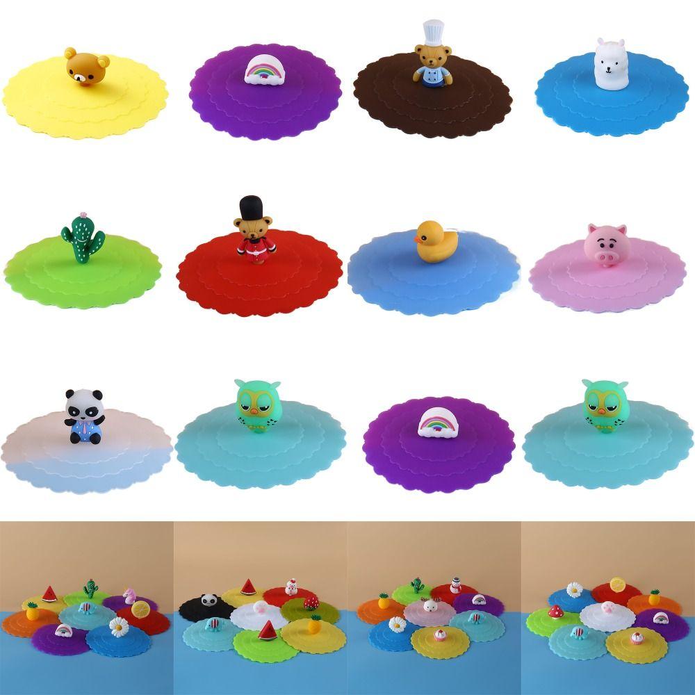 10x10cm Cup Lid Silicone Tea Coffee Lids Reusable Suction Cup Cover  Daily Necessities