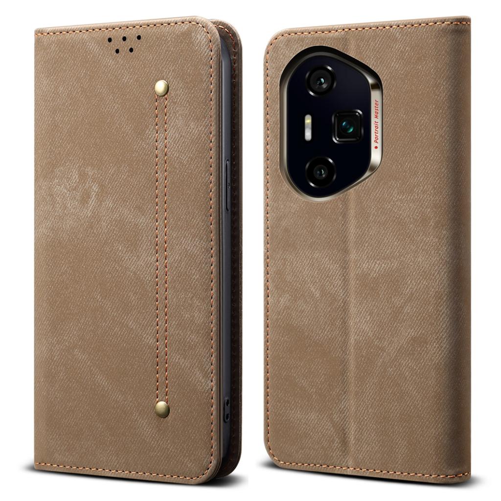 Чехол для Honor 300 Pro Текстура джинсовой ткани Защита от царапин Кожаная подставка Чехол для телефона