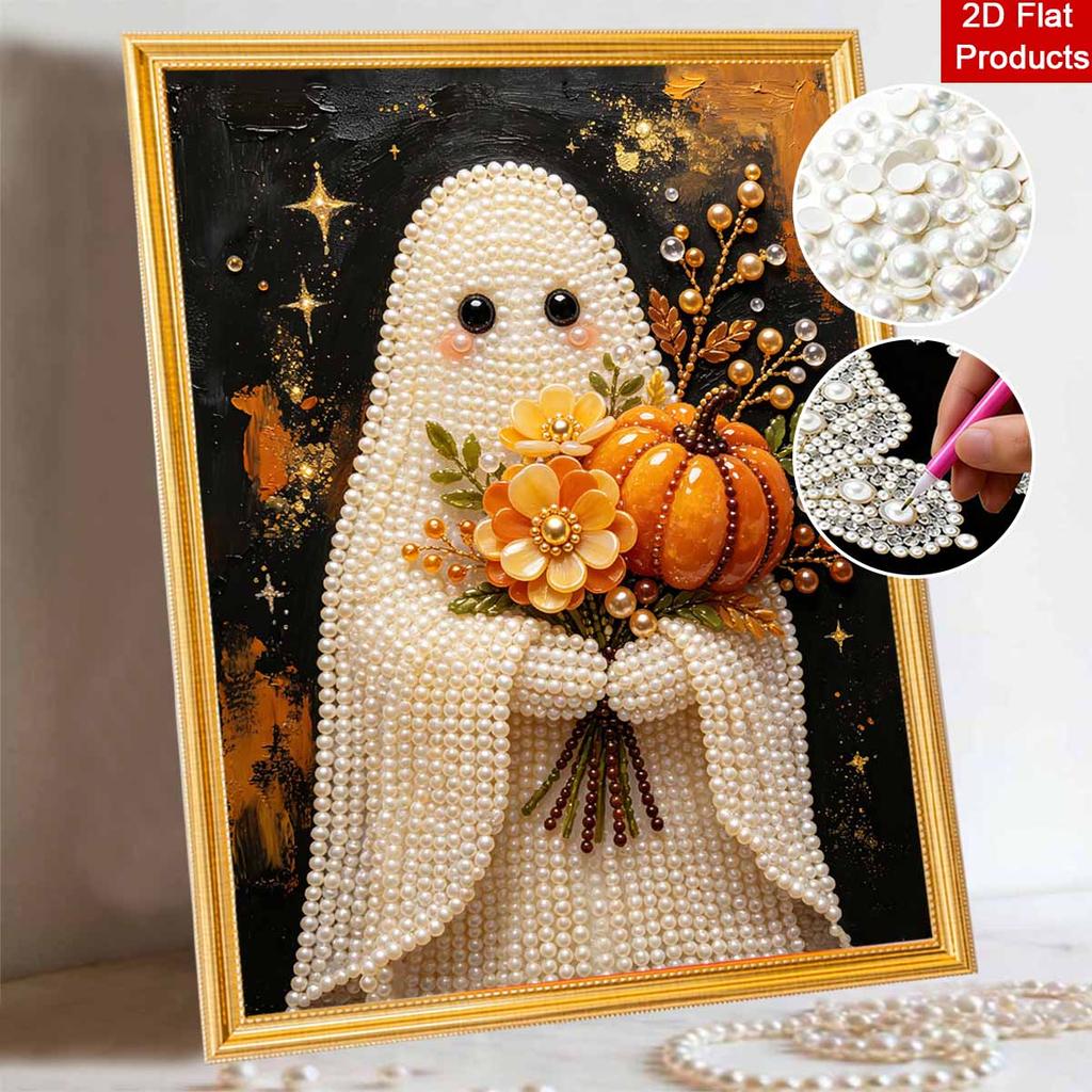 Halloween pearl painting art kit handmade diy ghost with pumpkin flowers home decorations