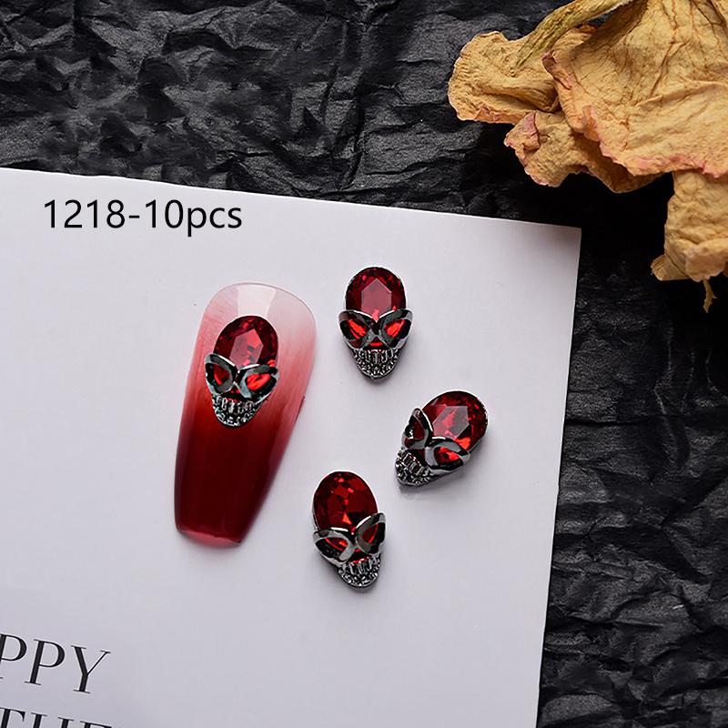 10 шт. ретро металлический крест темный панк 3D сплав детали для дизайна ногтей декор Хэллоуин череп блестящие подвески для ногтей принадлежности салон