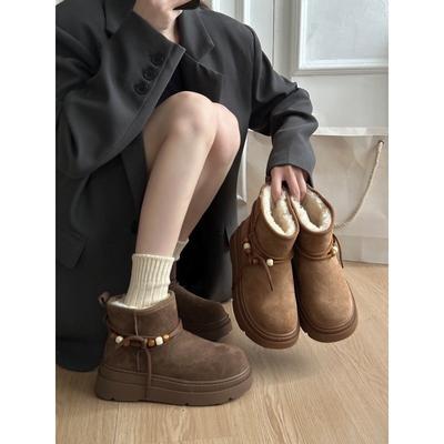 Женские мягкие эластичные холодные теплые утепленные сноубутсы на толстой подошве с увеличением высоты, нескользящие, износостойкие, уличные, для отдыха, спортивные хлопковые ботинки