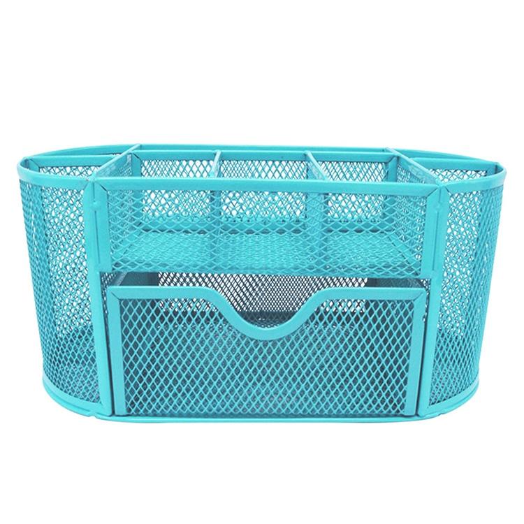 High Quality Desk Organizer 9 Grids Metal Mesh Office Pen Pencil Holder