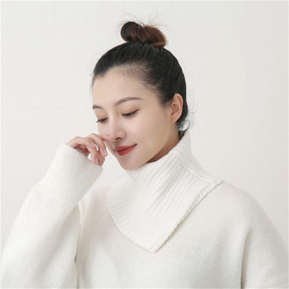 High Collar Warm Scarf Knitted Fake Collar Turtleneck Scarf Korean Style Scarves Female Wool Scarf