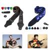 Adjustable Nylon Guitar Strap Stage Performances Guitar Strap With Leather Ends for Ukulele Bass with Pick Pocket
