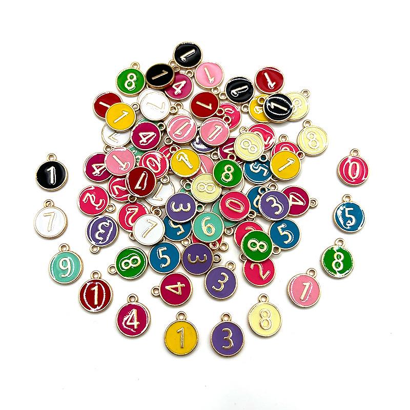 Эмалевые подвески с каплями, 12 цветов, с цифрами и алфавитом, для самостоятельного изготовления ювелирных изделий, ожерелий