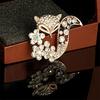 New Creative Female Color Drill Fox Alloy Drill Flower Brooch Rhinestone Fox Design Brooch