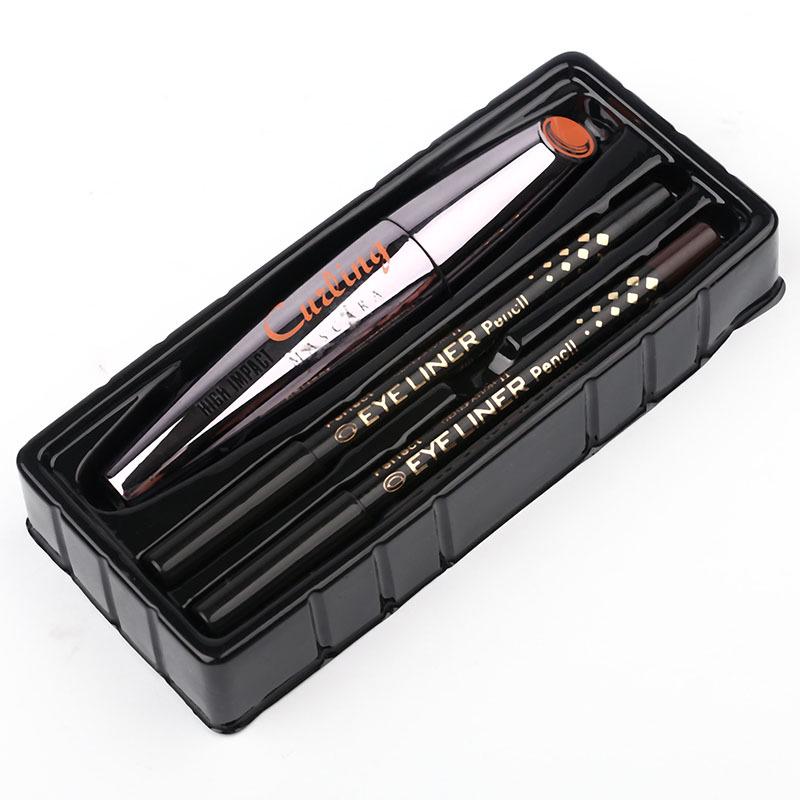 Waterproof Anti Sweat Non Smudging Dyeing Long Curling Dense Mascara Eyeliner Black and Coffee