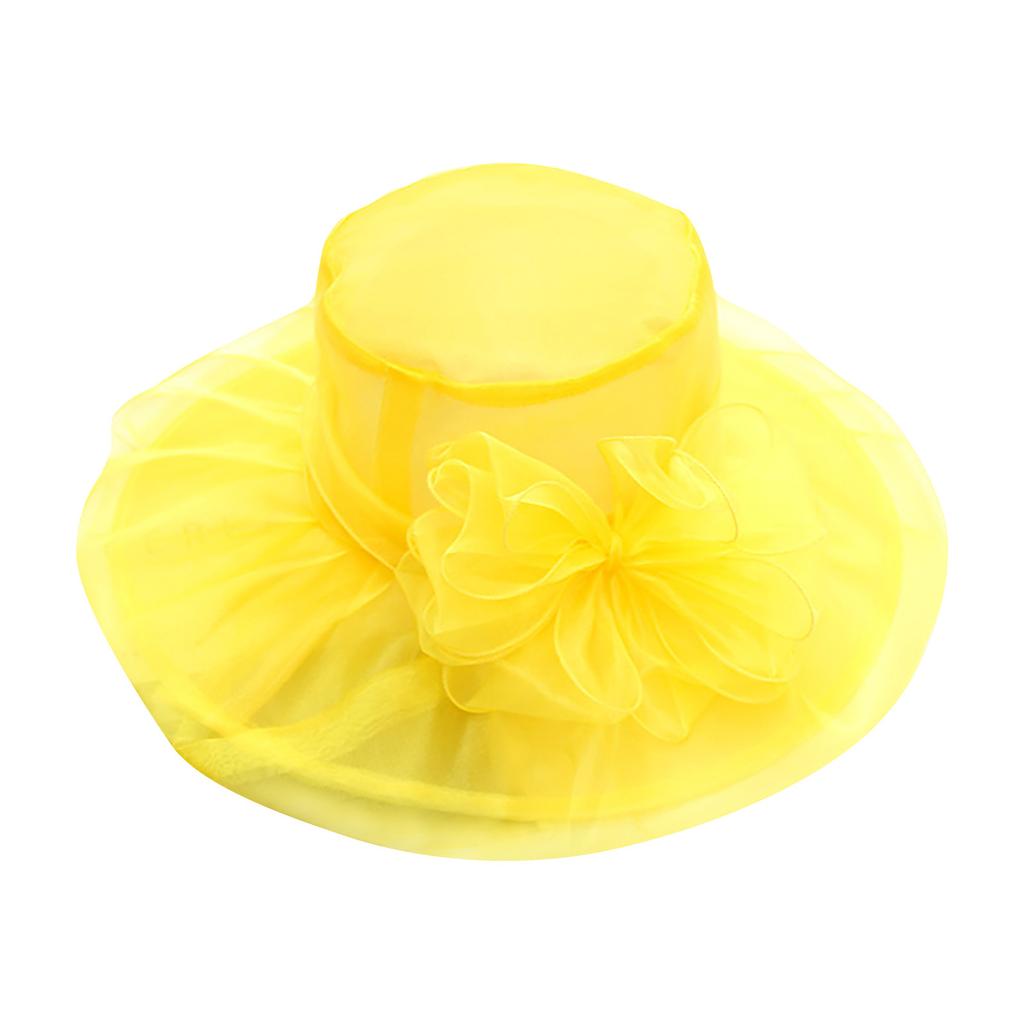 Women's Organza Church Fascinator Bridal Tea Party Flower Wedding Hat Large Rim Basin Cap