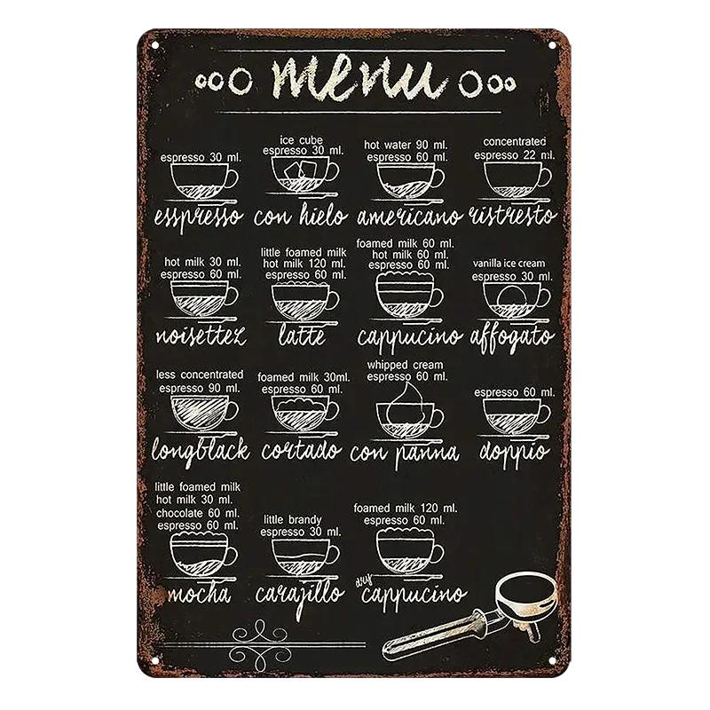 Винтажный кофейный бар, металлические жестяные вывески, Декор, настенная художественная вывеска, плакаты, украшение на стену, кофейная табличка, вывеска для кафе