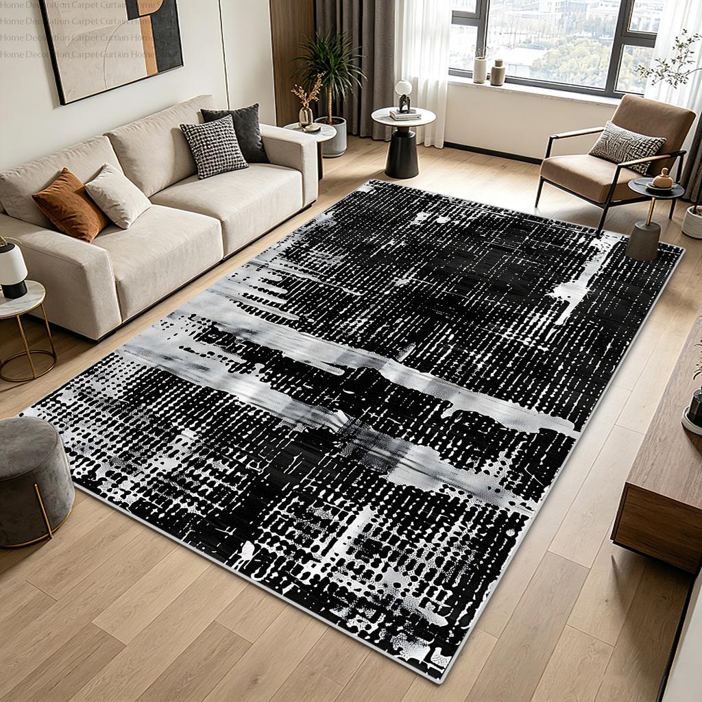 Black White Minimalism Abstract Solid Carpet Modern Living Room Large Area Bedroom Rug Non-slip Easy Clean Study Store Floor Mat