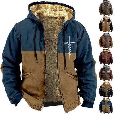 Мужской индивидуальный повседневный свитер на молнии с длинным рукавом и принтом, толстый хлопковый костюм, зимний костюм