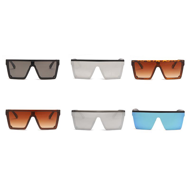 Модные унисекс UV400 большие цельные солнцезащитные очки с плоским верхом в ретро-стиле квадратные женские винтажные зеркальные очки