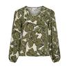 Women's Olive Floral V-Neck Blouse