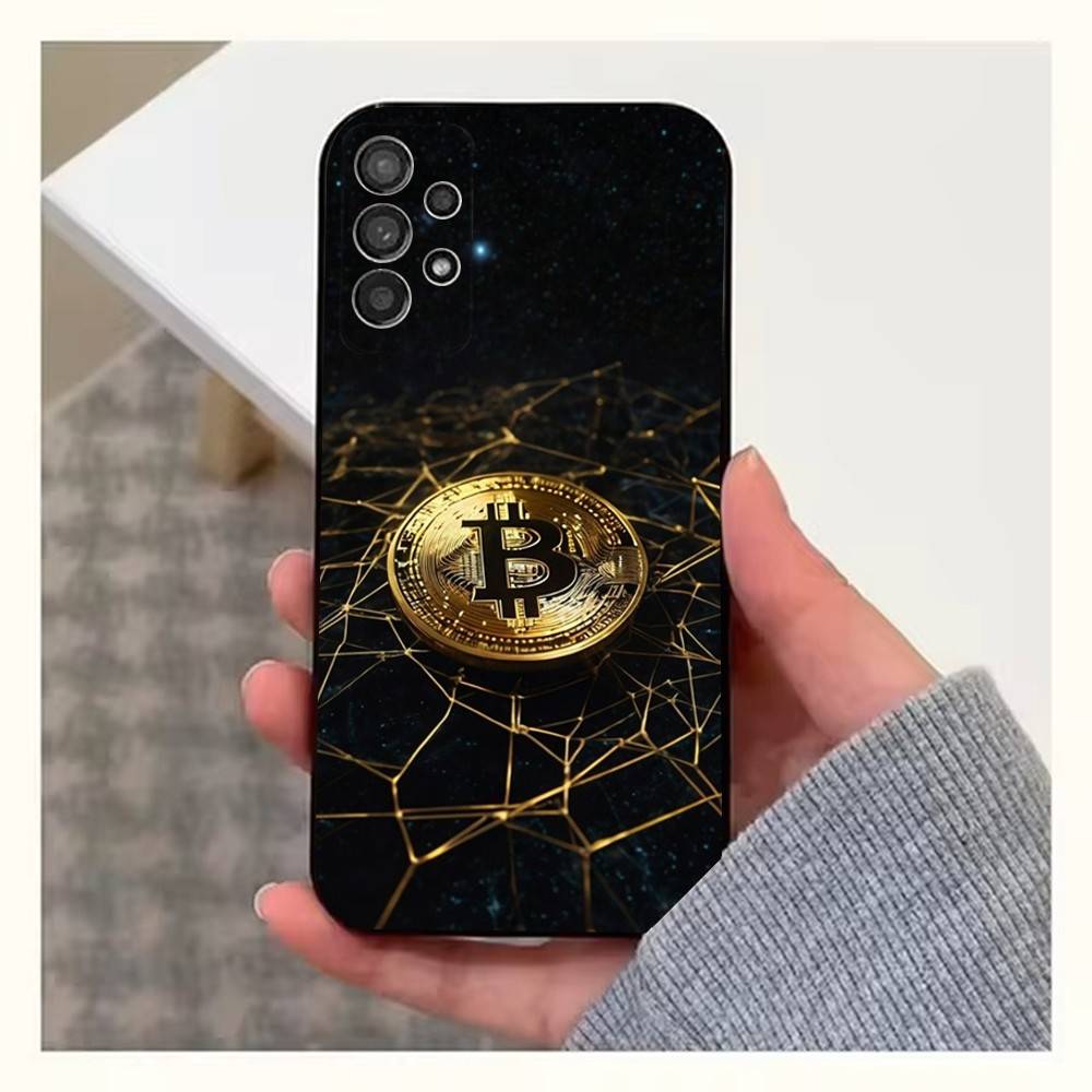 Bitcoin Digital Currency Phone Case For Samsung S22,S21,S20,S10,S9,S25,S24,S23,Ultra,FE,Plus,Lite,Soft Silicone Black