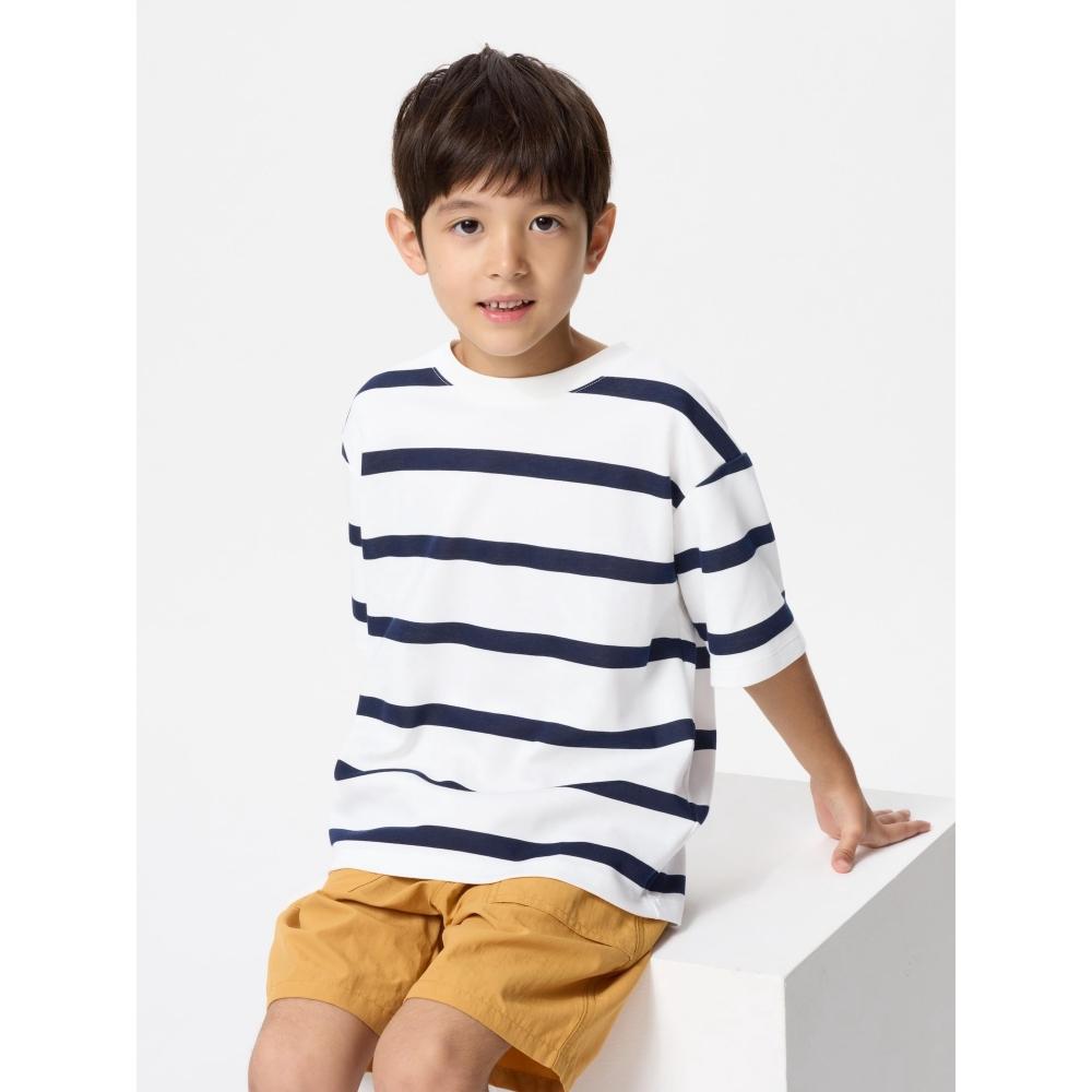 Uniqlo Kids Airism CoTTon STripe Crewneck T
