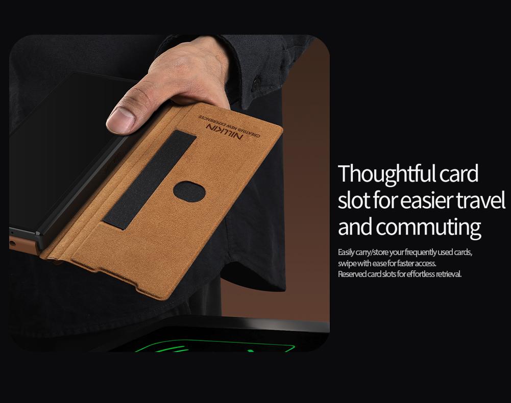 Nillkin для Samsung Galaxy Z Fold 7 5G Чехол Qin Flip Кожаный Роскошный Чехол С Индивидуальным S-Pen и Слотом для Карты 360 Защита