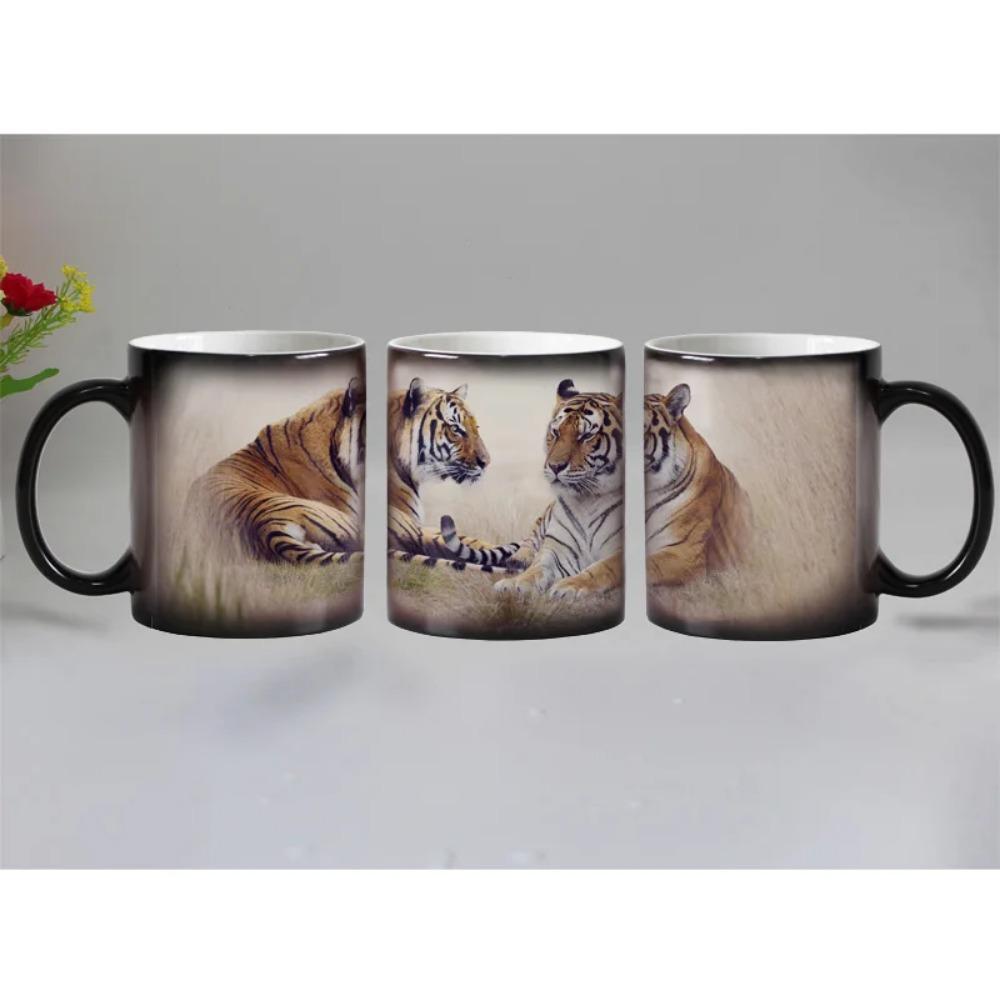 Кружки для кофе Tiger из керамики, меняющие цвет, Волшебная чашка для чая, Супер подарок, Новинка, Животное, Смешная, 330 мл