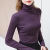 Turtleneck Bottoming Shirt Women's Autumn and Winter New Fashion Solid Color Long-sleeved T-shirt with Fleece Warm Inner Waist Top