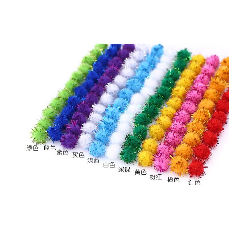 100PCS Creative Pompom DIY Felt Card Doll Decoration Material Cute Manual Glitter Randomly